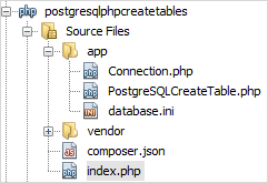 PostgreSQL PHP Create Tables