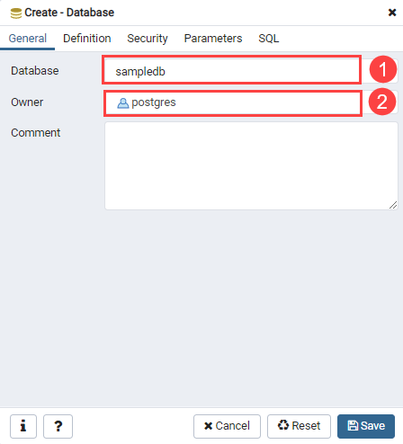 How to create a database