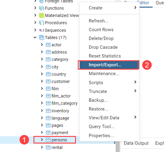 stripe to postgresql: import/export